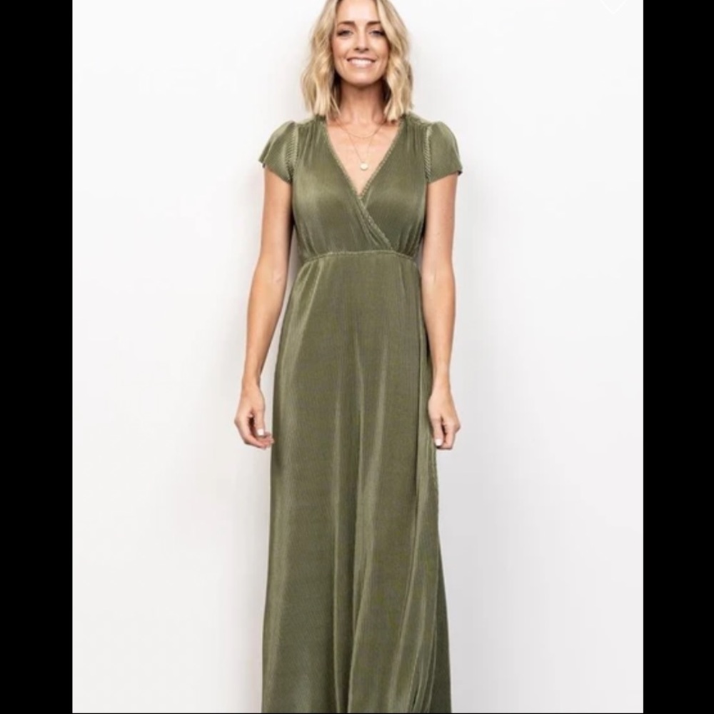 Baltic Born Athena Pleated Maxi Dress. Size XS. Sage.